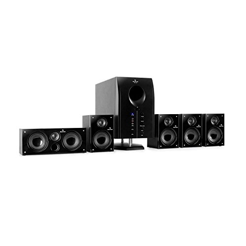 auna Areal 525 5.1 Soundsystem, Heimkinosystem, 5.1 Heimkinosystem, RMS, Subwoofer, 4 oder 5 Satellit, AUX-Eingang, Heimkino mit 125 Watt, schwarz von auna