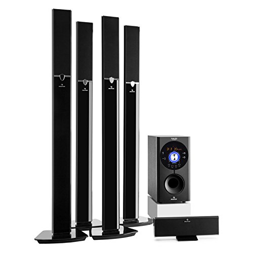 auna Areal Surround Heimkino 5.1- Soundsystem Kanal Heimkinosystem Lautsprechersystem 5.1 heimkinosystem mit 145 Watt RMS, 16,5 cm (6,5")-Sidefiring-Subwoofer, Bassreflex, Bluetooth, schwarz von auna