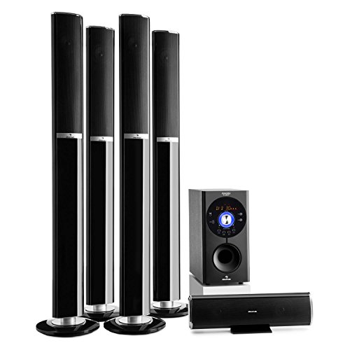 auna Areal Surround Heimkino 5.1- Soundsystem Kanal Heimkinosystem Lautsprechersystem 5.1 heimkinosystem mit 145 Watt RMS, 16,5 cm (6,5")-Sidefiring-Subwoofer, Bassreflex, Bluetooth, schwarz von auna