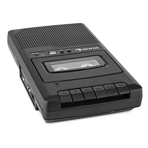 auna RQ-132 - Kassettenrekorder, Tonbandgerät, Diktiergerät, Tape Recorder, verbauter Lautsprecher, automatische Abschaltung, USB-Port, Netz- und Batteriebetrieb, portabel,mit USB, schwarz von auna