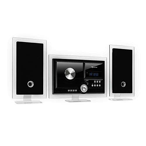 auna Stereo Sonic DAB+ Stereoanlage, Wandmontage, DAB+/UKW-Radiotuner, automatischer CD-Player, USB-Port für MP3-Dateien, Bluetooth-Funktion, AUX-Eingang, LCD-Display, Schlaf-Funktion, pianoschwarz von auna