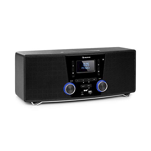 auna Stockton Micro Stereosystem - 20W max. (2X 5W RMS), DAB+, UKW-Radiotuner, RDS-Funktion, CD-Player, Bluetooth, USB-Port, AUX-IN, OLED Display, X-Bass, EQ, Timer, Weckfunktion, schwarz von auna