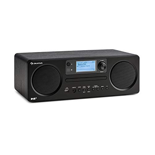 auna Worldwide CD - Internetradio mit Bluetooth, DAB/DAB+ Radio, MP3-fähiger USB-Port, mit CD-Player, Spotify Connect, AUX, App Control, Timer, schwarz von auna