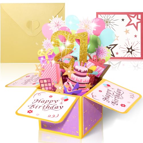 Geburtstagskarte 21. Geburtstag Mädchen Junge,3D pop up 21. Geburtstag Karte für 21 Geburtstag Geschenk Great Cards von aurorayer