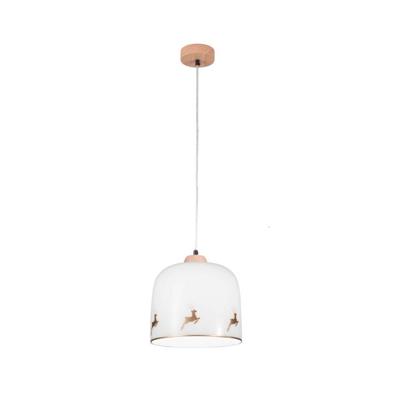 KOLARZ Hängelampe Chalet, weiß/Hirsch goldfarben, Ø 25 cm von austrolux