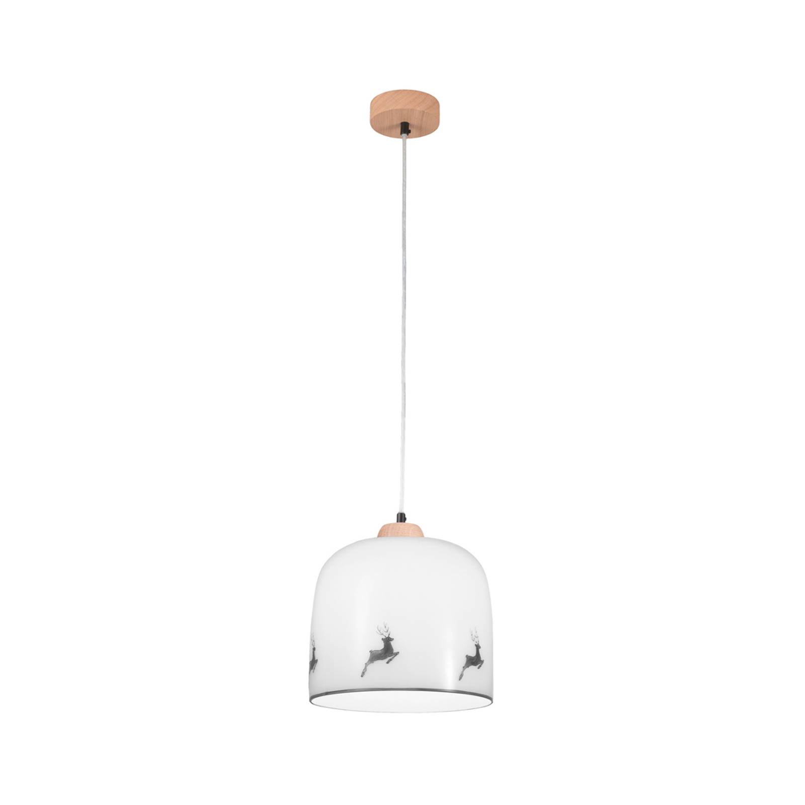 KOLARZ Hängelampe Chalet, weiß/Hirsch grau, Ø 25 cm, Glas KOLARZ Hängelampe Chalet, weiß/Hirsch grau, Ø 25 cm, Glas von austrolux