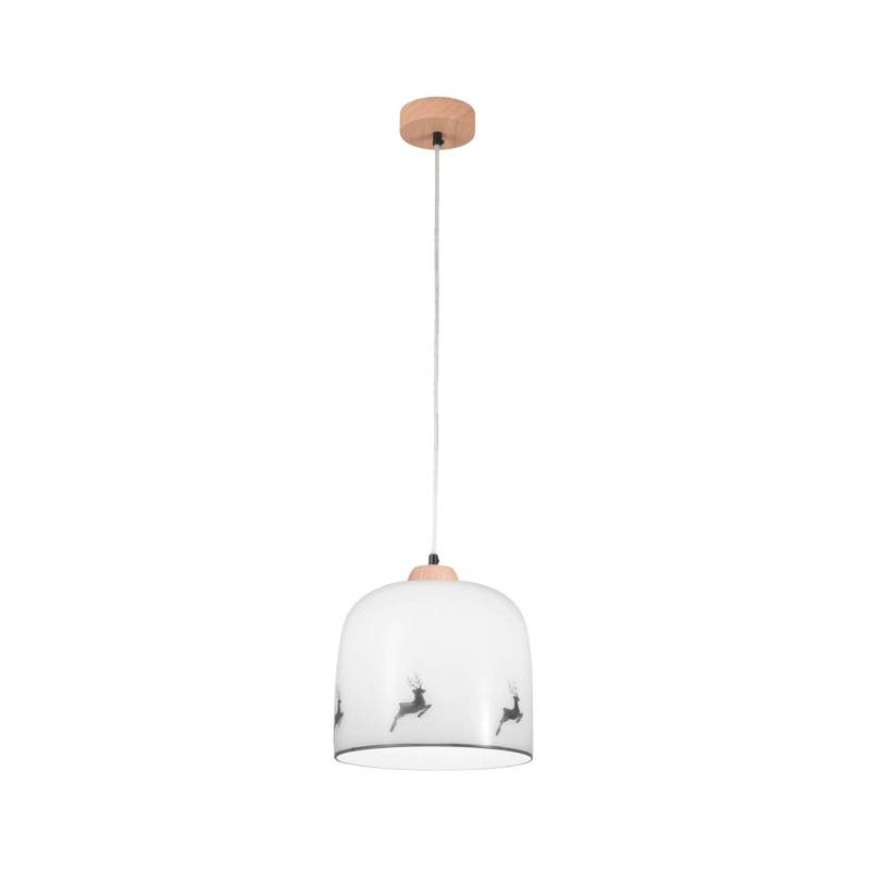 KOLARZ Hängelampe Chalet, weiß/Hirsch grau, Ø 25 cm, Glas von austrolux