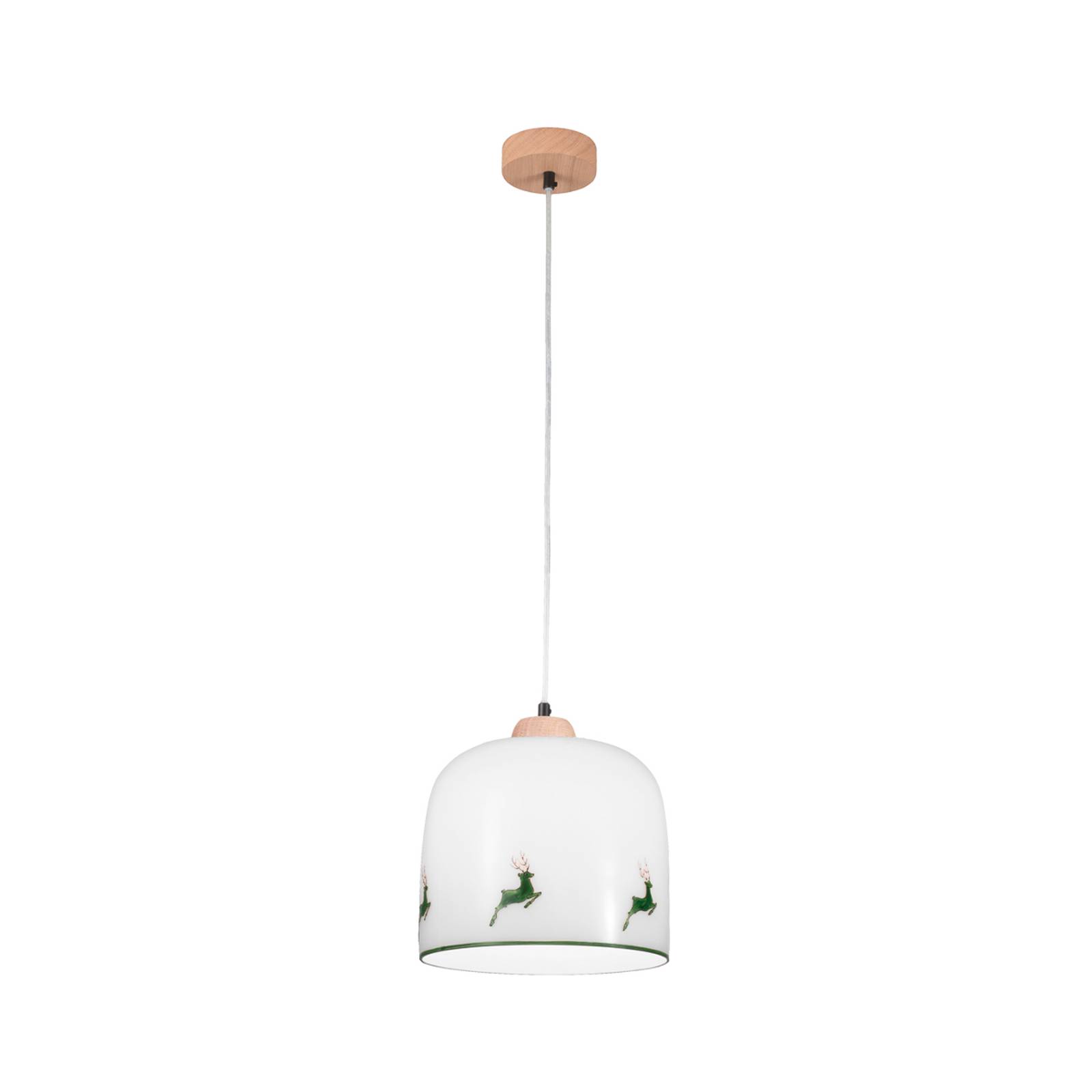 KOLARZ Hängelampe Chalet, weiß/Hirsch grün, Ø 25 cm, Glas KOLARZ Hängelampe Chalet, weiß/Hirsch grün, Ø 25 cm, Glas von austrolux