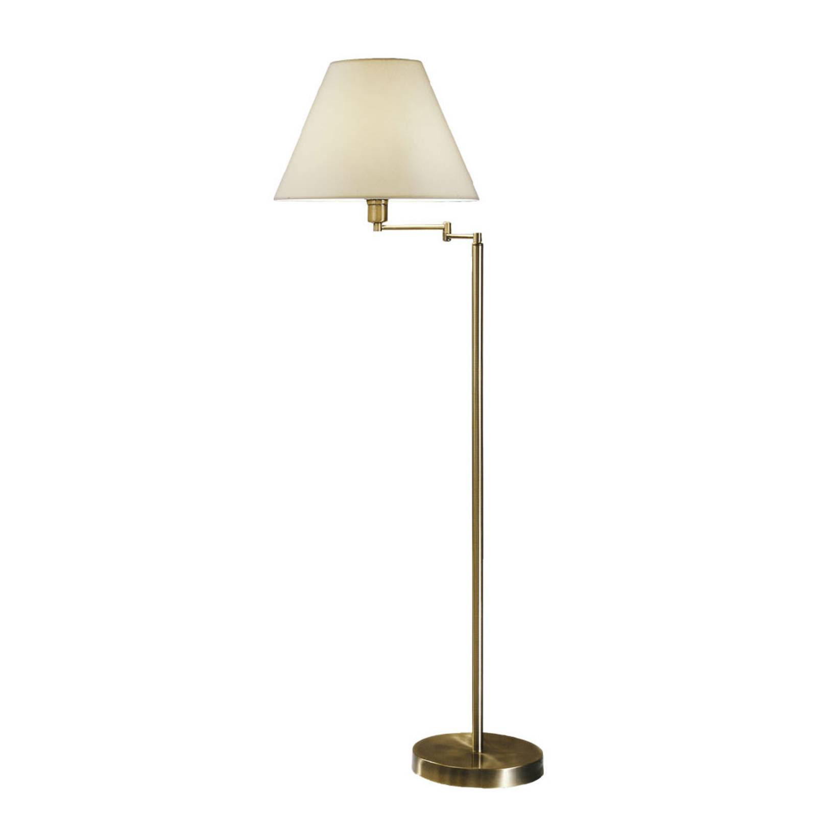 Stehlampe Hilton, weißer Textilschirm, altmessing Stehlampe Hilton, weißer Textilschirm, altmessing von austrolux
