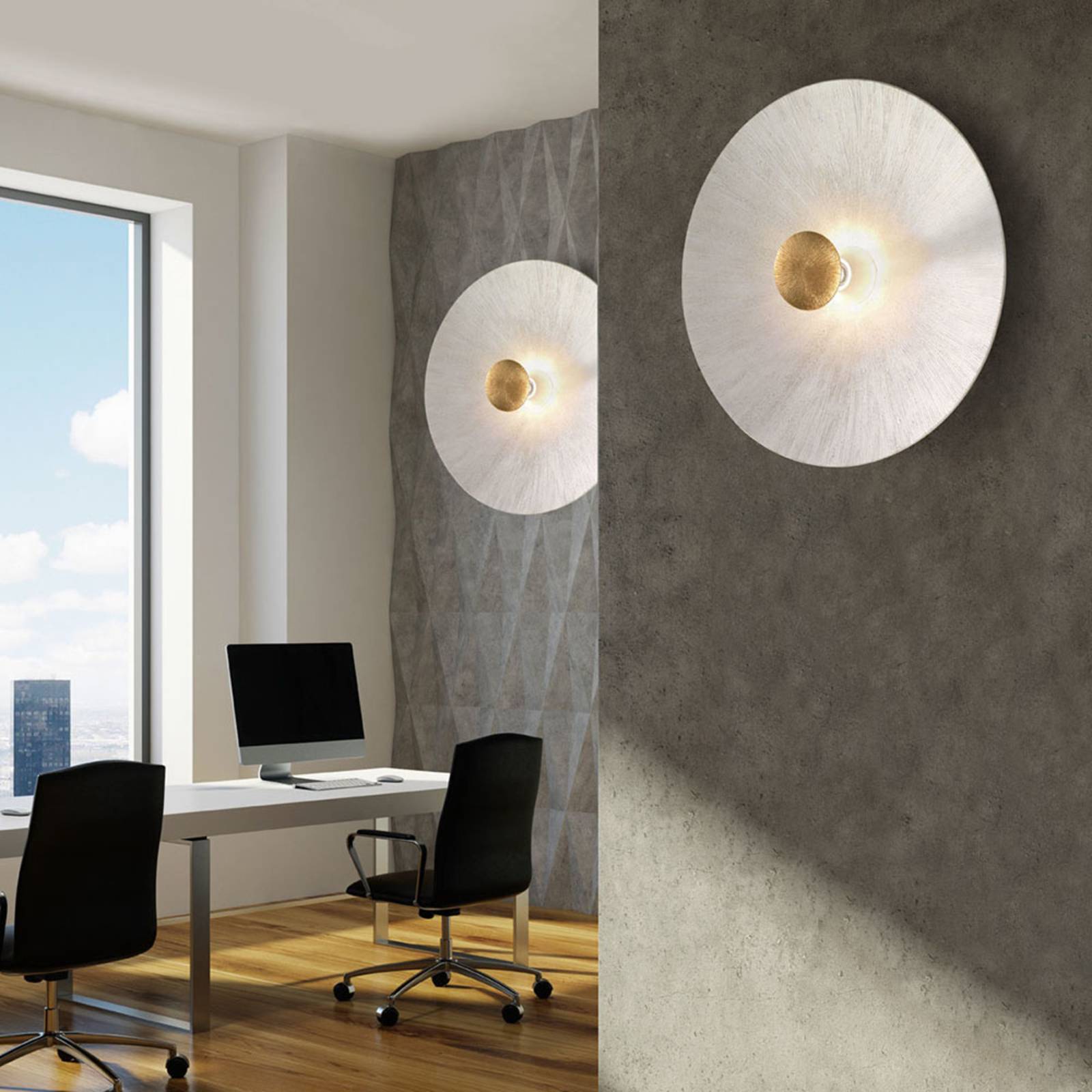 Wandleuchte Moon Sun, Ø 54 cm, weiß/gold Wandleuchte Moon Sun, Ø 54 cm, weiß/gold von austrolux