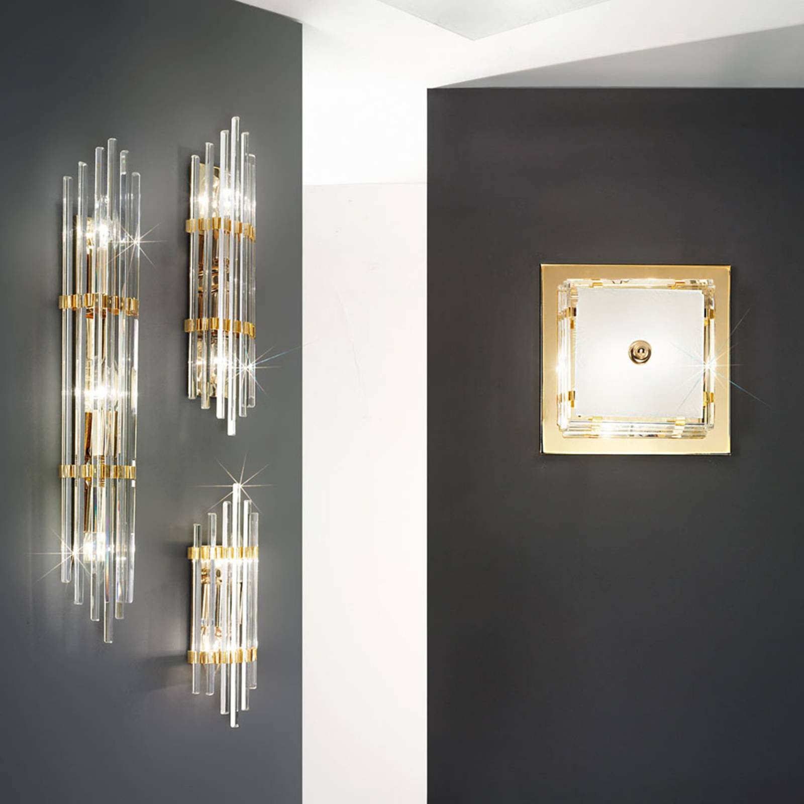 Austrolux Wandleuchte Ontario, 60 cm, 24 K vergoldet, Glas Austrolux Wandleuchte Ontario, 60 cm, 24 K vergoldet, Glas von austrolux