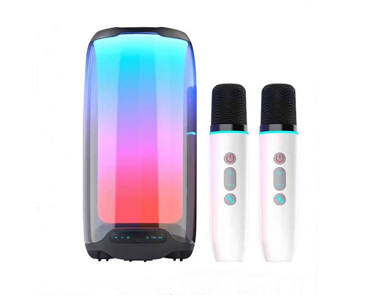 autolock Bluetooth Lautsprecher mit 2 Drahtlosen Mikrofonen Kabellos Lautsprecher (Mikrofon Karaokemaschinen mit 6 LED-Lichtmodi für Geschenke) von autolock