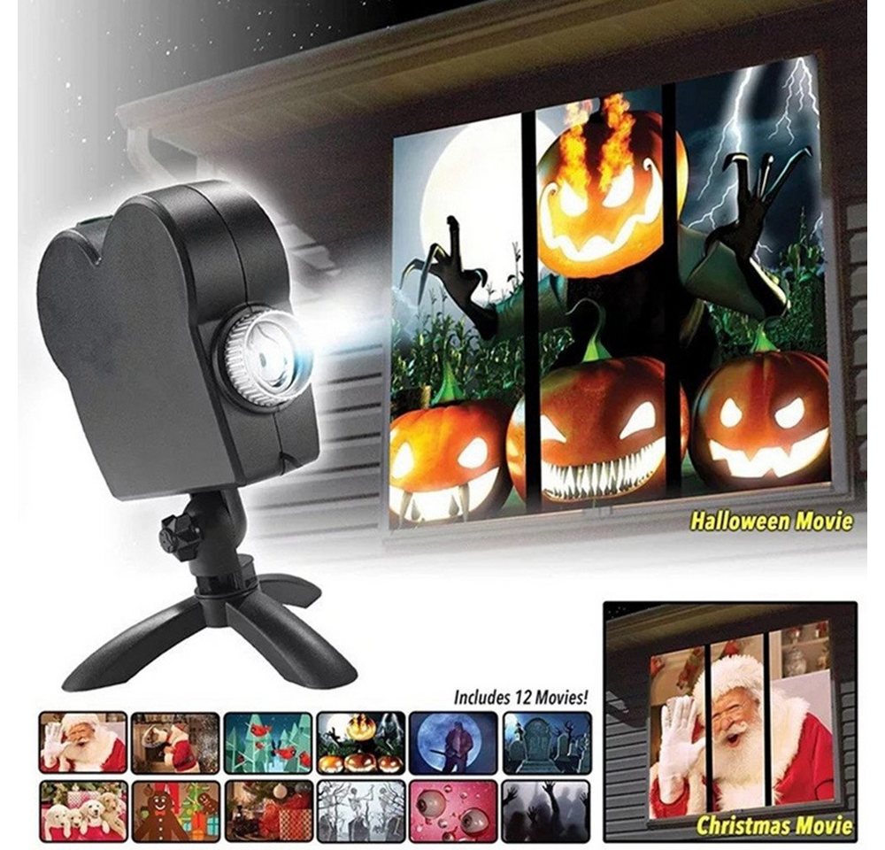 autolock Halloween Projektor,Weihnachten Halloween Fenster Projektoren LED-Beamer (Window Projektor Lampe,LED Projektionslampe,12 Film LED Projektor) von autolock