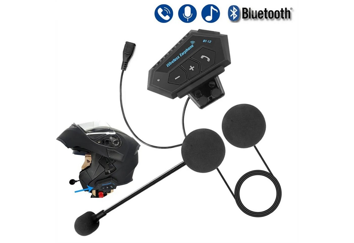 autolock Motorrad Kopfhörer Helm Headset Bluetooth Wireless Kopfhörer Bluetooth-Kopfhörer von autolock