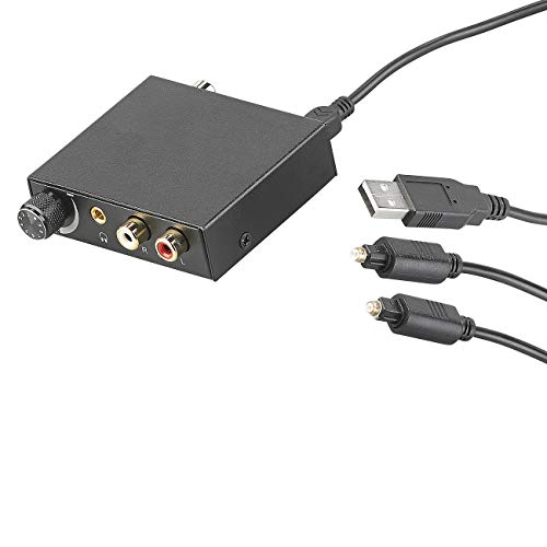 auvisio Audio Adapter: Audio-Konverter digital (TOSLINK/Koaxial) zu analog, Lautstärkeregler (Audio Converter, Toslink Adapter, optisches Kabel) von auvisio