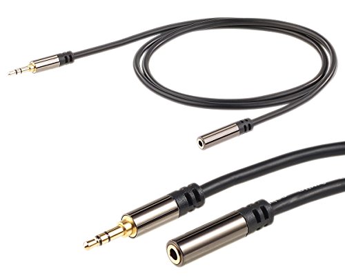 auvisio Klinke Verlängerung: 3,5-mm-Klinken-Verlängerungskabel, Stereo, 1 m, vergoldet (Verlängerungskabel für Kopfhörer, Audiokabel Kopfhörer, Lautsprecherkabel) von auvisio