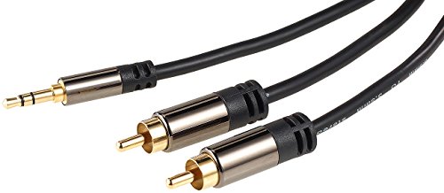 auvisio Audiokabel Cinch Klinke: Premium-Stereo-Kabel 3,5-mm-Klinke auf 2 Cinch-Stecker, 1 m, vergoldet (Cinch-Kabel Kopfhörer Stecker, AUX-Cinch-Kabel, Verlängerungskabel) von auvisio
