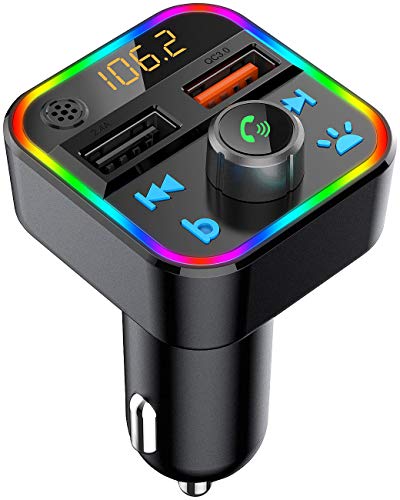 auvisio Bluetooth Adapter Auto: Kfz-FM-Transmitter mit Bluetooth 5, Freisprecher, MP3, 2 USB-Ladeports (Auto Transmitter, Kabel Klinke) von auvisio