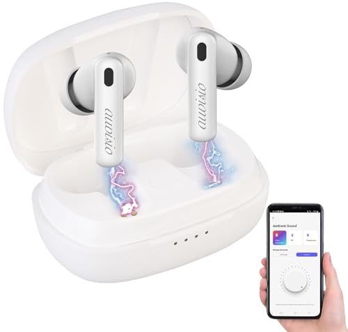 auvisio Bluetoothkopfhörer: In-Ear-Stereo-Headset mit ANC, Bluetooth 5.2, Ladebox, App, weiß (InEar-Headset, Kopfhörer NV, Bluetooth, Handy) von auvisio