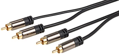 auvisio Stecker: Premium-Stereo-Kabel 2 Cinch auf 2 Cinch, schwarz, 0,5 m, vergoldet (Anschlusskabel, Cinch-Kabel für Stereo-Kanäle, Verlängerungskabel) von auvisio