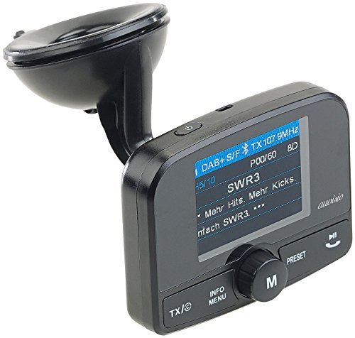 auvisio DAB Adapter Auto: Kfz-DAB+/DAB-Empfänger, FM-Transmitter, Bluetooth, Freisprech-Funktion (DAB Empfänger Auto, DAB Autoradio Adapter, Zigarettenanzünder) von auvisio