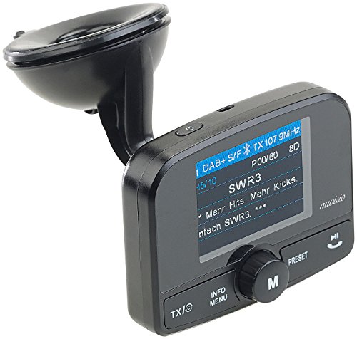 auvisio DAB Adapter Auto: Kfz-DAB+/DAB-Empfänger, FM-Transmitter, Bluetooth, Freisprech-Funktion (DAB Empfänger Auto, DAB Autoradioadapter, Zigarettenanzünder) von auvisio