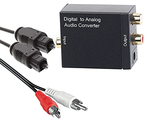 auvisio Digital analog Wandler: Audio-Konverter Digital (Toslink/Koaxial) zu Analog (Cinch) mit Kabel (optisches Kabel auf Cinch, Adapter optisch auf, optischer Audioausgang auf Klinke) von auvisio