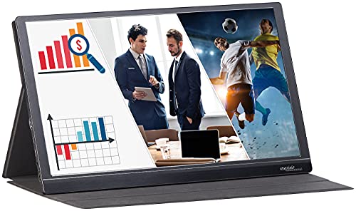 auvisio tragbarer Monitor: Mobiler Full-HD-IPS-Monitor, 39,6 cm (15.6"), USB Typ C, HDMI (Zusatz-Monitor, Portabler Monitor HDMI, Tablet Tasche) von auvisio
