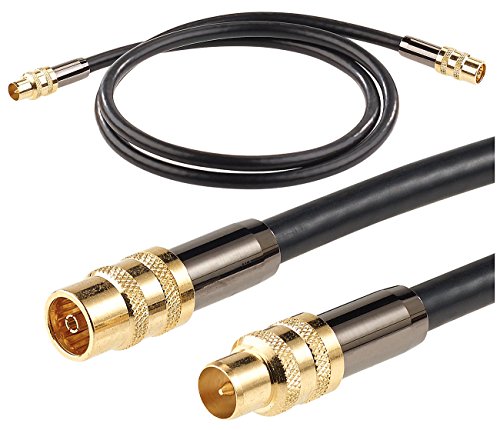 auvisio Fernsehkabel: Premium-HDTV-Antennenkabel, Koaxial-Stecker, 1 m, schwarz, 105 dB (Fernsehantennenkabel, Antennenkabel für Fernseher, Sat Antenne) von auvisio