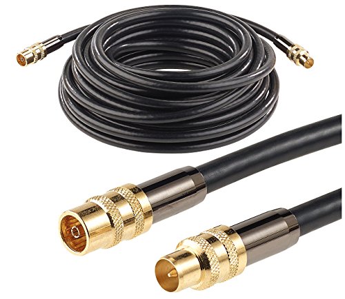 auvisio Fernseher Antennenkabel: Premium-HDTV-Antennenkabel, Koaxial-Stecker, 10 m, schwarz, 105 dB (für TVs, für Koaxial-Buchsen, Sat Antenne) von auvisio