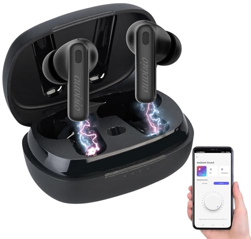 auvisio InEar Kopfhörer: In-Ear-Stereo-Headset mit ANC, Bluetooth 5.2, Ladebox, App, schwarz (Ohrhoerer, Kopfhörer NV, Bluetooth, Telefon) von auvisio