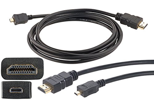 auvisio Microhdmi-Kabel: High-Speed-Adapterkabel Micro-HDMI auf HDMI, für 4K, 3D & Full HD, 2 m (Mikro-HDMI-Kabel, HDMI-Kabel mit Kleinen Steckern, Audio Konverter) von auvisio