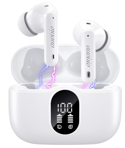 auvisio Kopfhörer für Pendler: Kabellose In-Ear-Kopfhörer mit Ladecase, Noise-Cancelling, weiß (Musik Bluetooth, für Home Office) auvisio Kopfhörer für Pendler: Kabellose In-Ear-Kopfhörer mit Ladecase, Noise-Cancelling, weiß (Musik Bluetooth, für Home Office) von auvisio