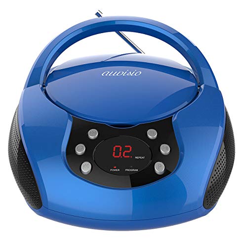 auvisio Kinder CD Player: Tragbarer Stereo-CD-Player mit Radio, Audio-Eingang & LED-Display (Kinderradio, CD Player mit Lautsprecher, Outdoor unterwegs) von auvisio