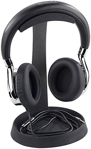 auvisio Kopfhörerständer: Massiver universeller Metall-Kopfhörer-Ständer, Kabelablage, schwarz (Headsethalter, Kopfhörerhalter, Headset Halterung Kopf) von auvisio