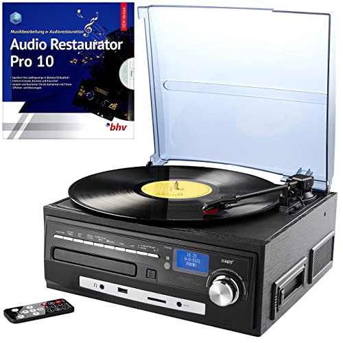 auvisio Kompakt Plattenspieler: Kompakt-Stereoanlage & Digitalisierer mit DAB-Digitalradio & Software (Stereoanlage mit Plattenspieler, mit CD, Kassettenrekorder) von auvisio