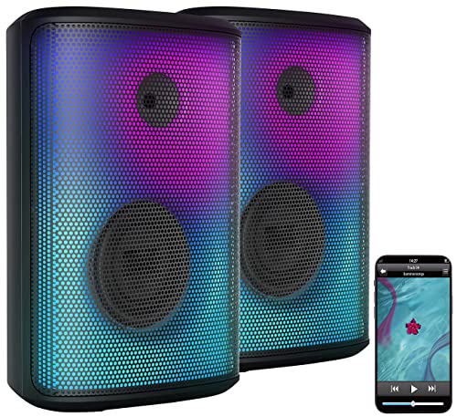 auvisio Musikbox: 2er-Set Mobile Outdoor-PA-Partyanlagen & -Bluetooth-Boomboxen, 200 W (Party Anlage, Partyboxen, Handy Verstärker) von auvisio