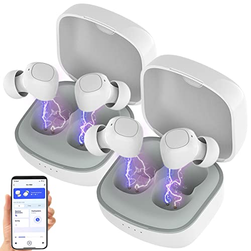 auvisio Ohrhörer Bluetooth: In-Ear-Stereo-Headset, BT 5, Ladebox, 18 Std. Spielzeit, App, 2er-Set (Kabelose Kopfhörer, Mini-Kopfhörer Bluetooth, iPhone Ladestation) von auvisio