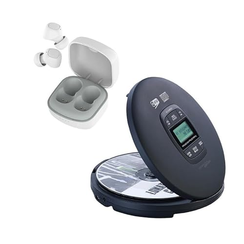 auvisio CD Player Portable: Tragbarer CD-Player, DAB+ Radio, Bluetooth und In-Ear-Stereo-Headset (MP3 CD Player, Abspieler, Stereoanlage) von auvisio
