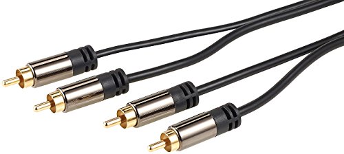 auvisio RCA Stereo Kabel: Premium-Stereo-Kabel 2 Cinch auf 2 Cinch, schwarz, 1 m, vergoldet (Audiokabel Cinch, Doppel-Cinch-Kabel, Verlängerungskabel) von auvisio