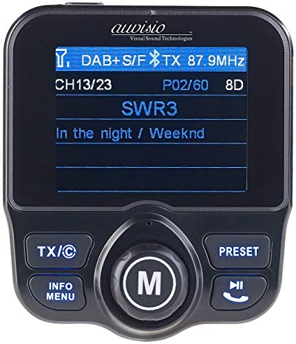 auvisio DAB Auto: DAB+/DAB-Empfänger, FM-Transmitter, Bluetooth, Freisprecher, MP3, USB (Radio Zigarettenanzünder, DAB Radio Zigarettenanzünder, Lautsprecher) von auvisio