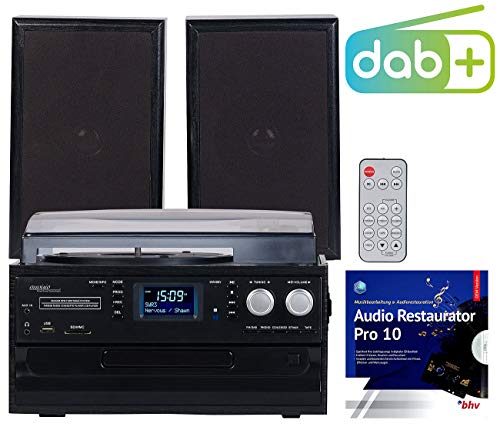 auvisio Stereoanlage: 5in1-Plattenspieler mit DAB+/FM-Radio, Bluetooth, CD/Kassetten-Player (Musikanlage mit Plattenspieler, Kompaktanlage mit Plattenspieler, microSDHC Speicherkarten) von auvisio