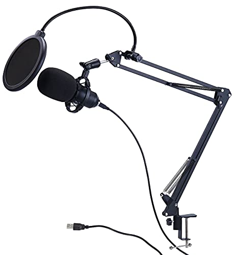 auvisio Microphone: Profi-USB-Kondensator-Mikrofon mit Popschutz und Tischhalterung (Mikrofonständer, Mic, Mikrofonhalterung) von auvisio