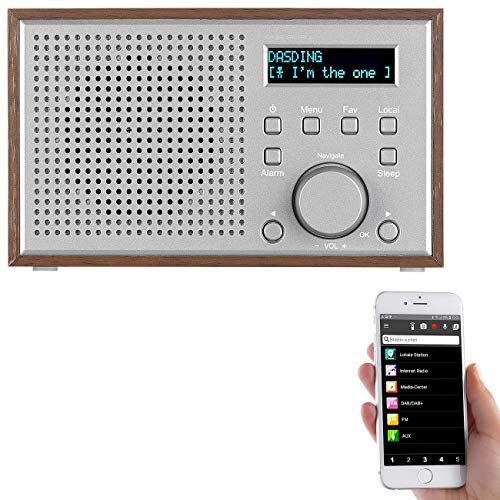 auvisio Webradio: WLAN-Internetradio mit Holzdesign-Gehäuse, 2 Weckzeiten & App, 10 Watt (Radio WLAN, Internet Radio WLAN, Lautsprecher iPad) von auvisio