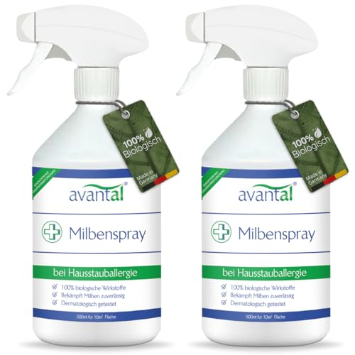 avantal® Milbenspray für Matratzen 500ml – geruchloses Anti Milben Spray für Allergiker – langfristig und effektiv Hausstaubmilben bekämpfen (2) von avantal