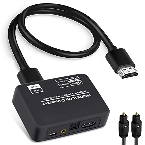 4K@60Hz HDMI 2.0b Audio Extractor Splitter Converter, HDMI zu HDMI + Optical Toslink SPDIF + 3.5mm Stereo Analog Audio, HDMI Audio Embedder Inserter für PS5,Xbox, mit Optisches Digital Kabel von avedio links