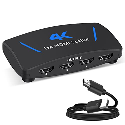 HDMI Splitter 1 in 4 Out, 4K HDMI Splitter, HDMI Splitter Unterstützt Full HD 1080P 4K und 3D, HDMI Splitter 1 auf 4 Kompatibel mit Xbox PS3/4 Roku Blu-Ray Player HDTV von avedio links