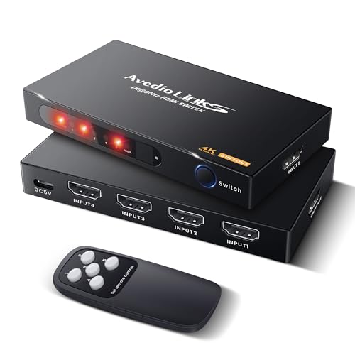 avedio links HDMI Switch 5 in 1 Out, 4K@60Hz HDMI Splitter 5 in 1 Out mit Fernbedienung, HDMI Switch Automatisch Unterstützung HDR, UHD, HDMI Verteiler Umschalter für PS5/4 Blu-Ray Fire Stick avedio links HDMI Switch 5 in 1 Out, 4K@60Hz HDMI Splitter 5 in 1 Out mit Fernbedienung, HDMI Switch Automatisch Unterstützung HDR, UHD, HDMI Verteiler Umschalter für PS5/4 Blu-Ray Fire Stick von avedio links