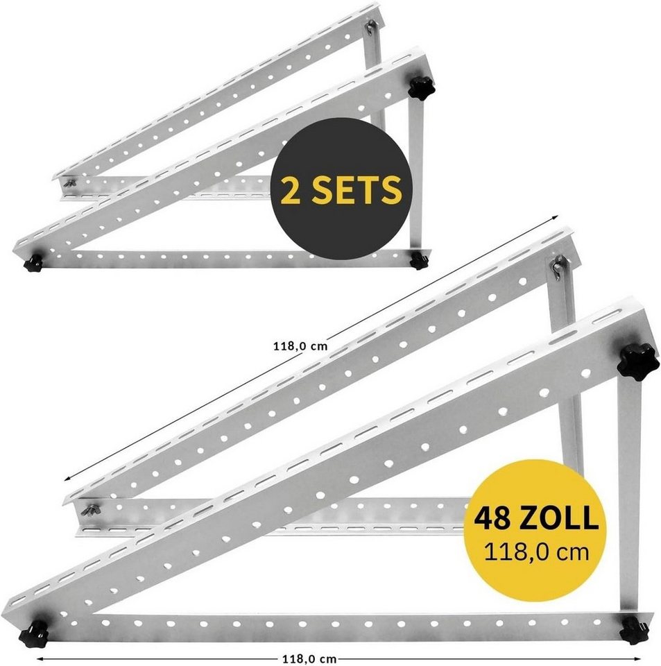 avoltik 2 Sets Solarmodul Halterung für Flachdach Wand Aufständerung 118cm Solarmodul-Halterung, (2-tlg., Set, 2 Sets (4Winkel) von avoltik