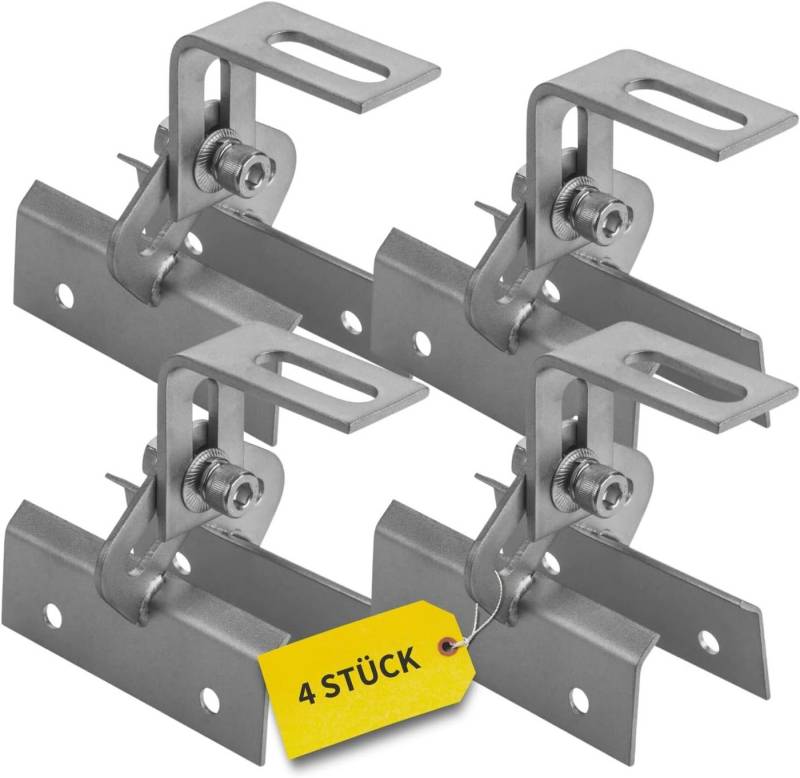 avoltik 4er Set Dachhaken Trapezblech Dach Befestigung A2 Edelstahl Solar Solarmodul-Halterung, (4er Set Dachhaken Trapezblech Dach Befestigung A2 Edelstahl Solar, 4er Set Dachhaken Trapezblech Dach Befestigung A2 Edelstahl Solar, Für Trapezbleche) von avoltik